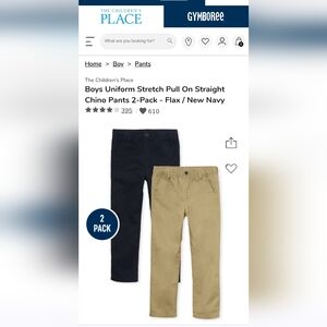 The Children’s Place Boys Uniform Stretch Pull On Straight Chino Pants 2 pack